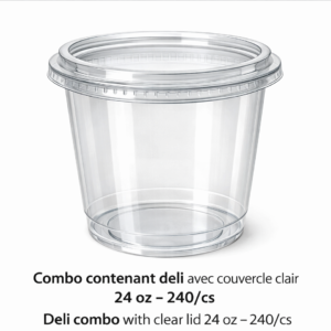 COMBO CONTENANT DELI AVEC COUVERCLE CLAIR 24 OZ / CLEAR COMBO DELI CONTAINER WITH LID 24 OZ