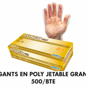 GANTS EN POLY JETABLE GRAND /POLY DISPOSABLE GLOVES LARGE