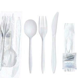 ENSEMBLE USTENSILES BLANC C-F-CS-N-S-P / WHITE CUTLERY KIT K-F-SS-N-S-P