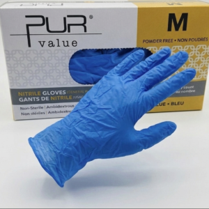 GANTS NITRILE SANS POUDRE BLEU 3 MIL MOYEN/ NITRILE GLOVES POWDER FREE BLUE 3 MIL MEDIUM
