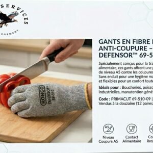 GANTS HPPE FIBRE RÉSISTANTE AUX COUPURES GRAND / FIBER CUT RESISTANT HPPE GLOVES LARGE