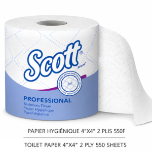 PAPIER HYGIÉNIQUE 4"X4" 2 PLIS 550F / BATHROOM TISSUE 4"X4" 2 PLY 