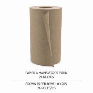 PAPIER À MAINS 8"X205' BRUN / HAND TOWEL 8"X205' KRAFT