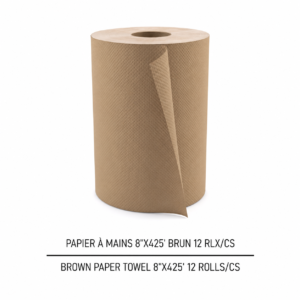 PAPIER À MAINS 8"X425' BRUN / HAND TOWEL 8"X425' KRAFT