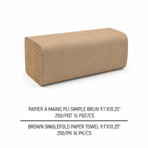 PAPIER À MAINS PLI SIMPLE BRUN 9.1"X10.25" /PAPIER À MAINS PLI SIMPLE BRUN
