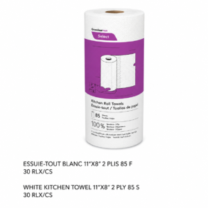 ESSUIE-TOUT BLANC 11"X8" 2 PLIS 85 F / WHITE ROLL TOWEL 11"X8" 2 PLY