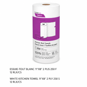 ESSUIE-TOUT BLANC 11"X8" 2 PLIS 250 F / WHITE ROLL TOWEL 11"X8" 2 PLY