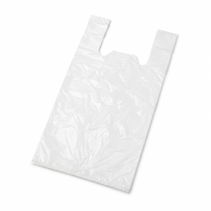 SAC PLASTIQUE BRETELLE BLANC S-5 12LB 12"X6.5"X21" 0.75MIL / WHITE S-5 PLASTIC BAG WITH HANDLE