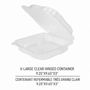 CONTENANT REFERMABLE T-GRAND CLAIR / X-LARGE CLEAR HINGED CONTAINER