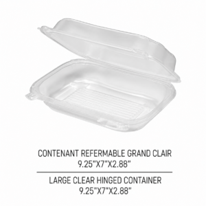 CONTENANT REFERMABLE GRAND CLAIR / LARGE CLEAR HINGED CONTAINER