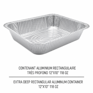 CONTENANT ALUMINIUM RECTANGULAIRE TRÈS PROFOND 12"X10" /HALF SIZE STEAM EXTRA DEEP