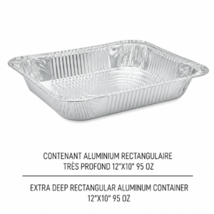 CONTENANT ALUMINIUM RECTANGULAIRE PROFOND 12"X10" /HALF SIZE STEAM DEEP