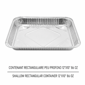 CONTENANT ALUMINIUM RECTANGULAIRE PEU PROFOND 12"X10" / HALF SIZE STEAM SHALLOW