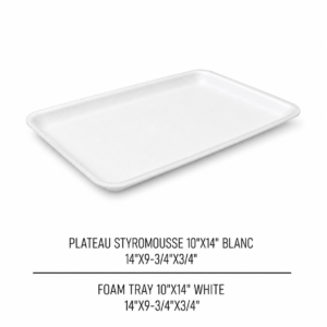 PLATEAU STYROMOUSSE 10"X14" BLANC / WHITE STYROFOAM TRAY 