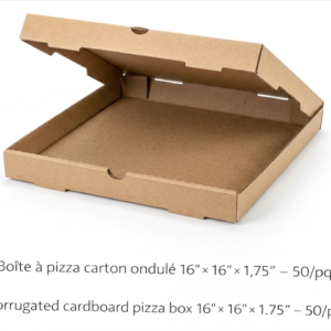 BOÎTE À PIZZA CARTON ONDULÉ 16"X16"X1.75"/ CORRUGATED PIZZA BOX