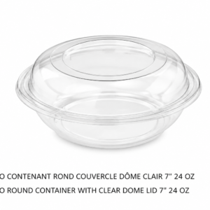 COMBO CONTENANT ROND COUVERCLE DÔME CLAIR 7" 24 oz / CLEAR COMBO ROUND CONTAINER WITH DOME LID 7"