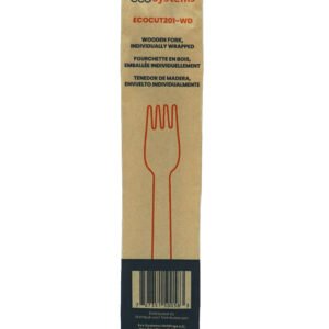 Fourchette en bois, brun, emballée individuellement / Wooden Fork, Brown, Individually Wrapped 